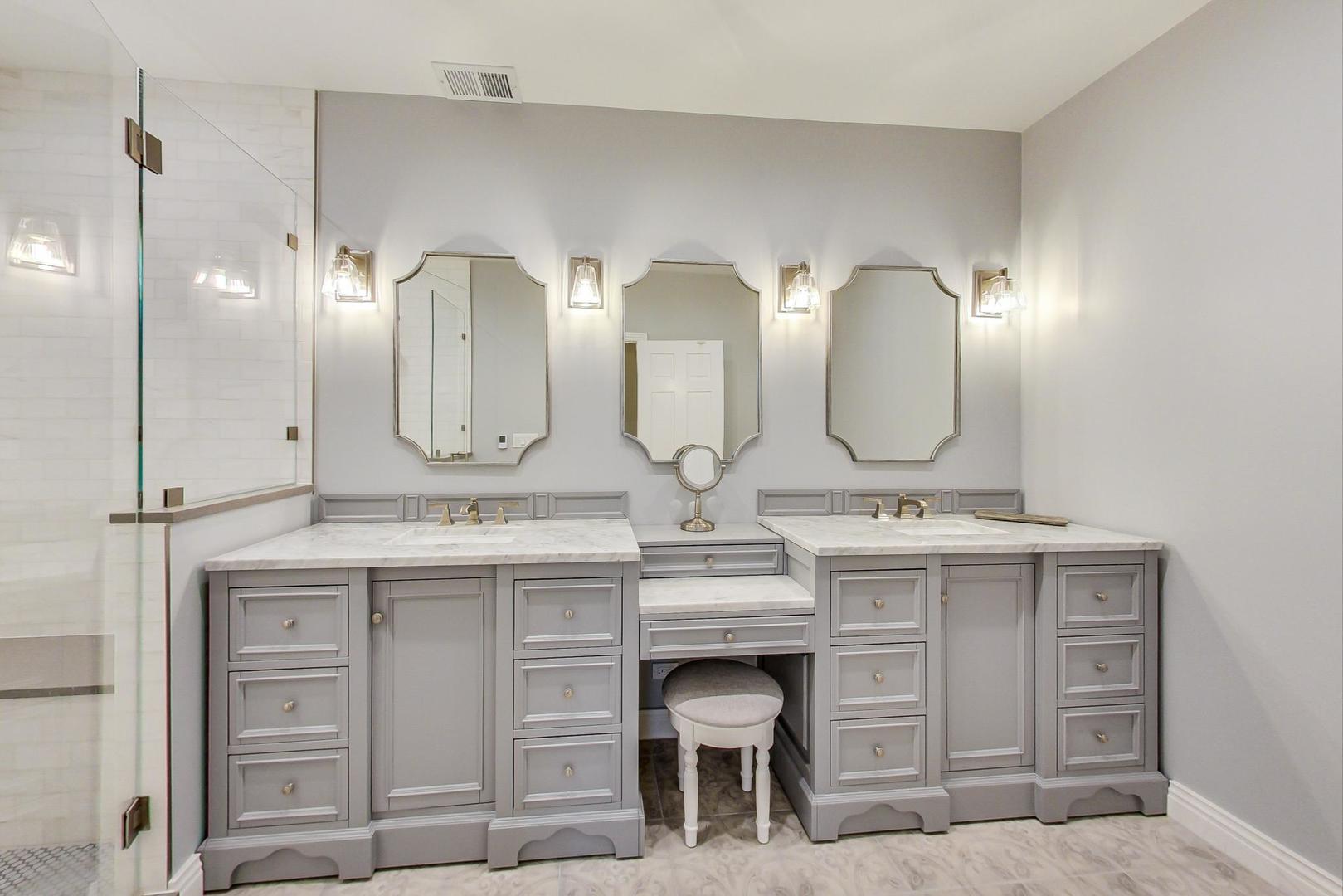 2630 North Racine Avenue Chicago, IL 60614 - Photo 26 of 47 a bathroom with a double vanity sink mirror and