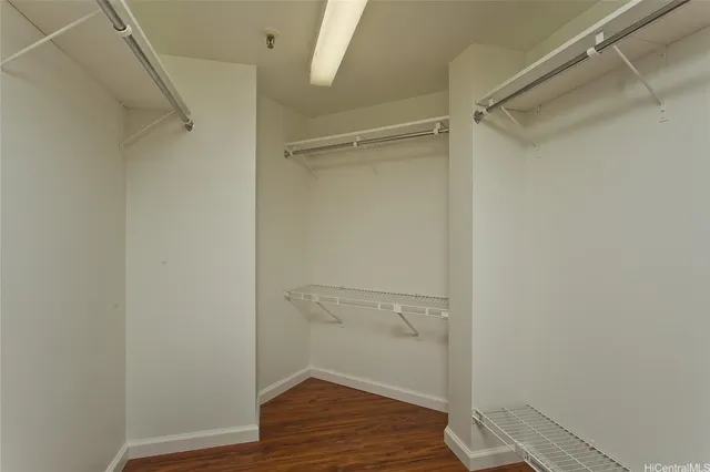 a view of an empty walk in closet
