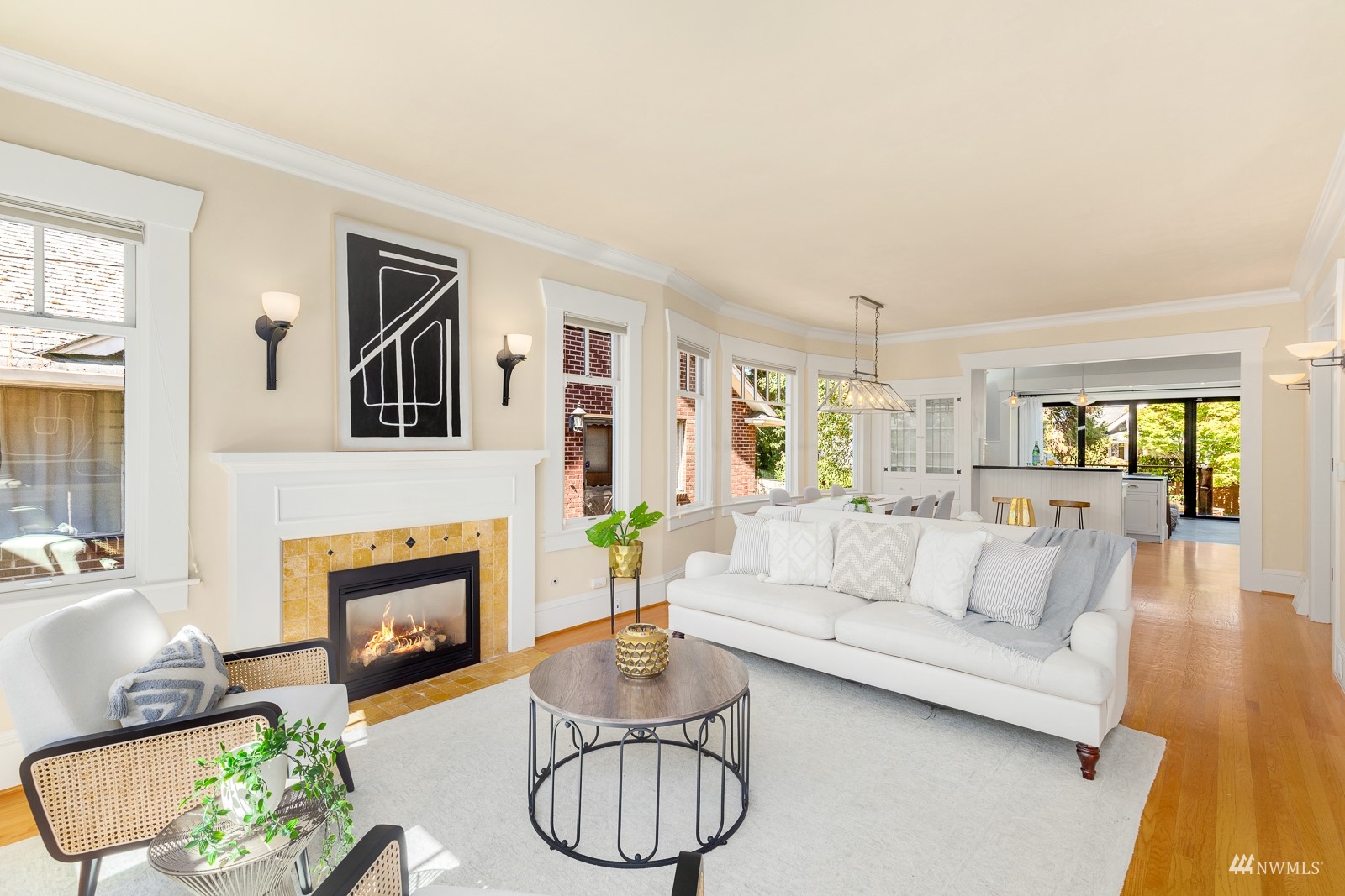 2326 North 59th Street Seattle, WA 98103 - Photo 9 of 38 a living room with furniture and a fireplace