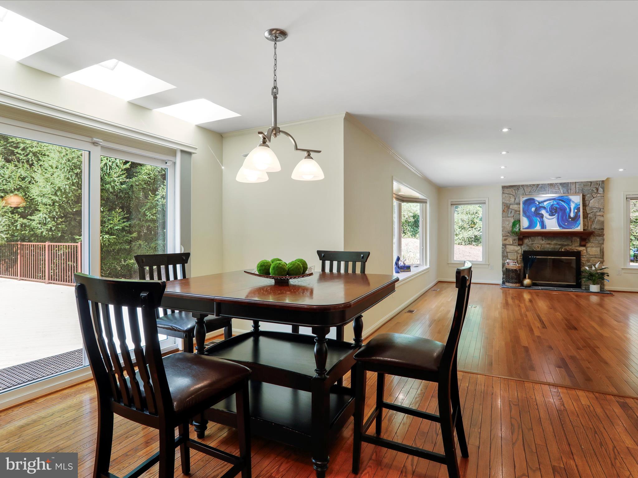 1350 Hunter Mill Road Reston, VA 20190 - Photo 19 of 75 a view of a dining room with furniture a chandelier and wooden floor