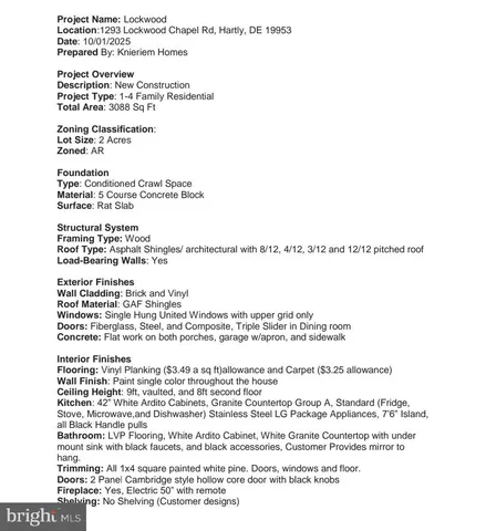 $729,900 | 1293 Lockwood Chapel Road, Hartly, DE 19953