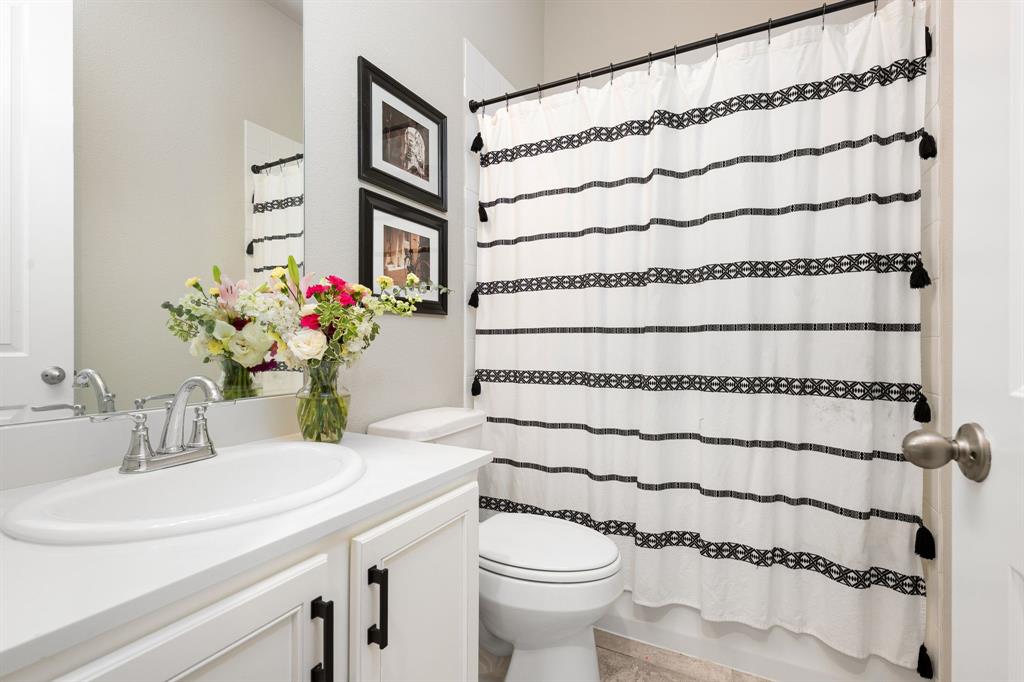 1320 Rosebush Road Aubrey, TX 76227 - Photo 23 of 33 a bathroom with a sink and a mirror