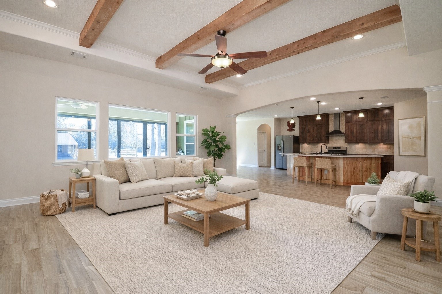13327 Little Ranch Road Cypress, TX 77429 - Photo 14 of 49 a living room with furniture and view of kitchen