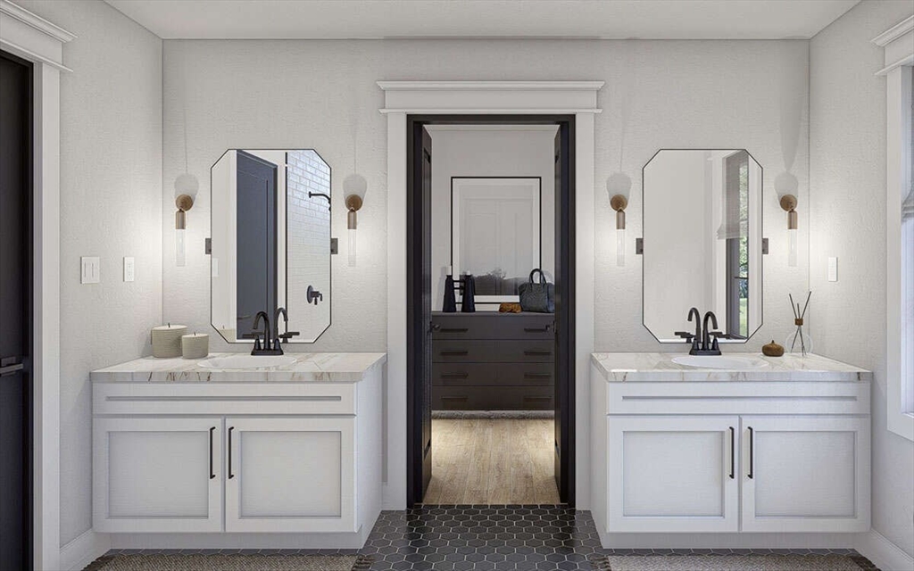 Lot 4 Groton Road Westford, MA 01886 - Photo 15 of 16 a bathroom with a sink vanity granite tub and a mirror