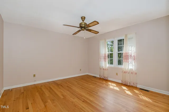 a view of a room with a window