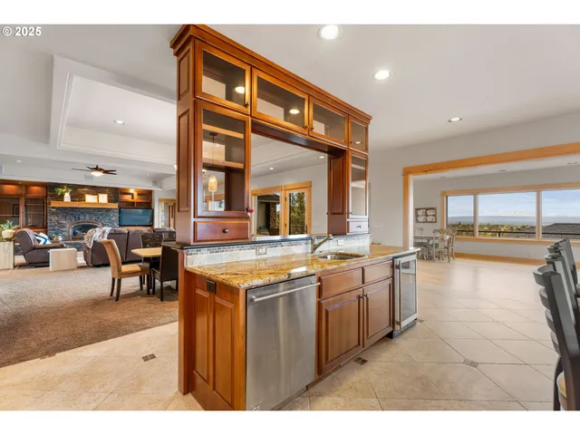 a kitchen with lots of counter top space
