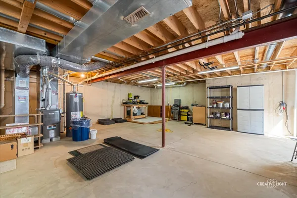 a view of a garage with furniture