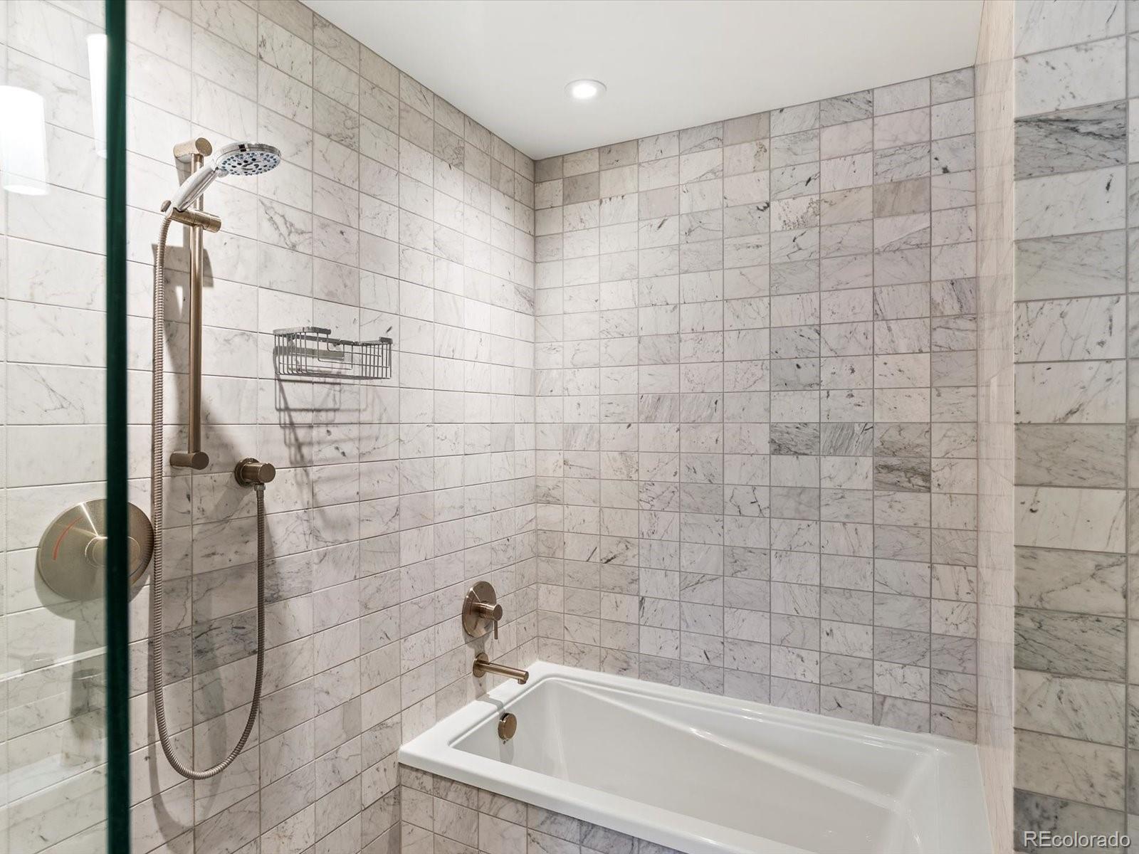 1750 Wewatta Street, Unit 1409 Denver, CO 80202 - Photo 22 of 48 a bathroom with a bathtub and shower