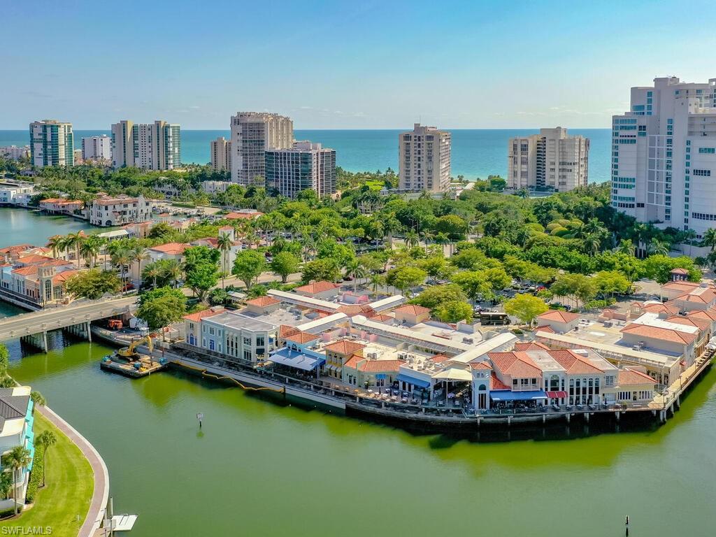 4180 Crayton Road, Unit E7 Naples, FL 34103 - Photo 31 of 35 a aerial view of a house with a garden and lake view