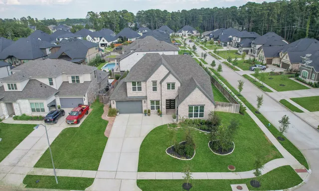 an aerial view of a house
