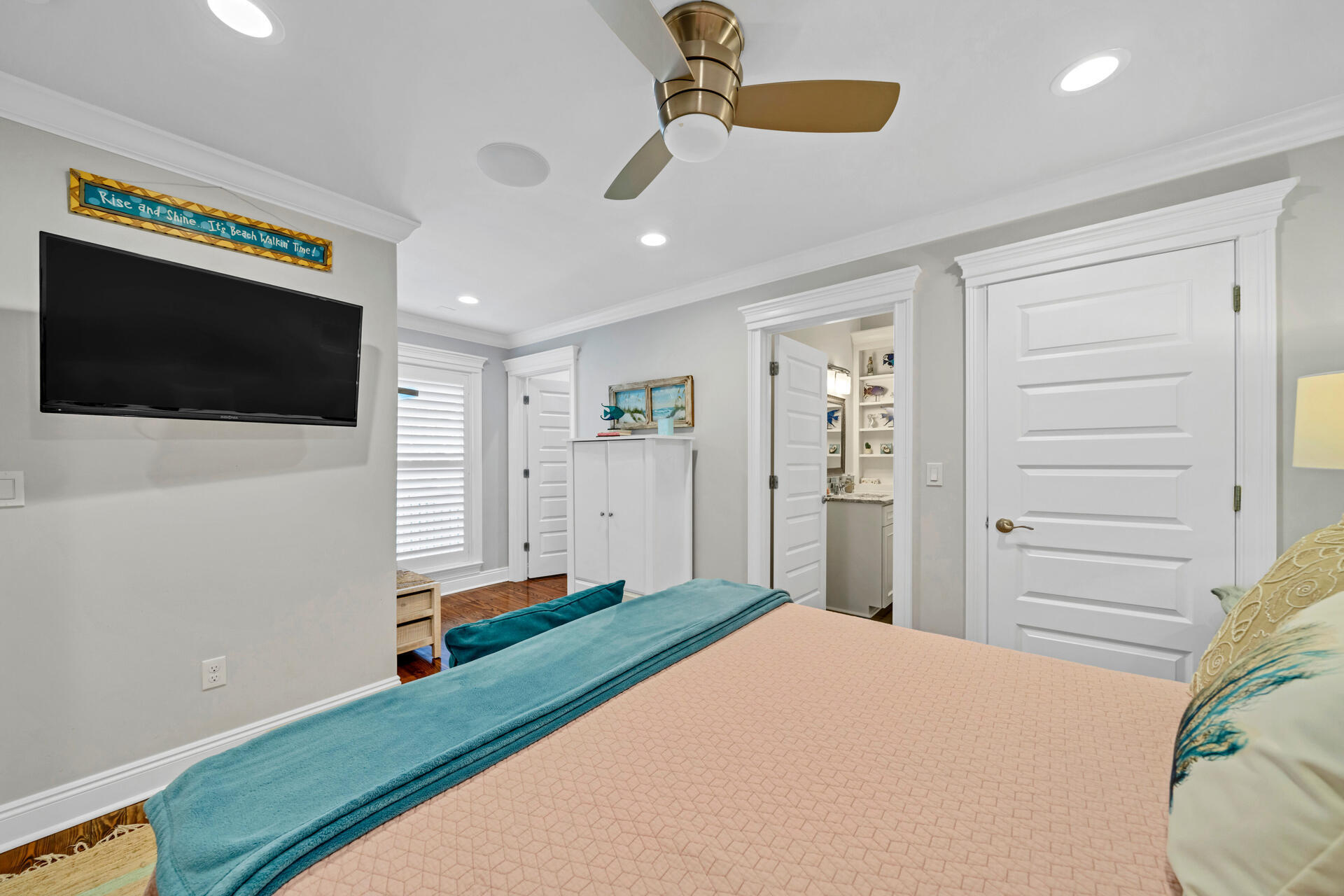 90 Delbert Lane Santa Rosa Beach, FL 32459 - Photo 17 of 47 a bedroom with a bed and a flat screen tv