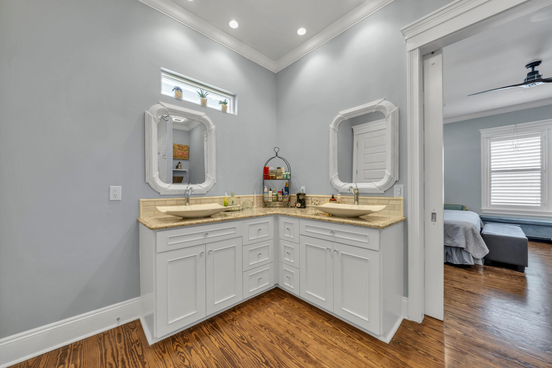 90 Delbert Lane Santa Rosa Beach, FL 32459 - Photo 33 of 47 a en suite bathroom with a double vanity sink and a mirror