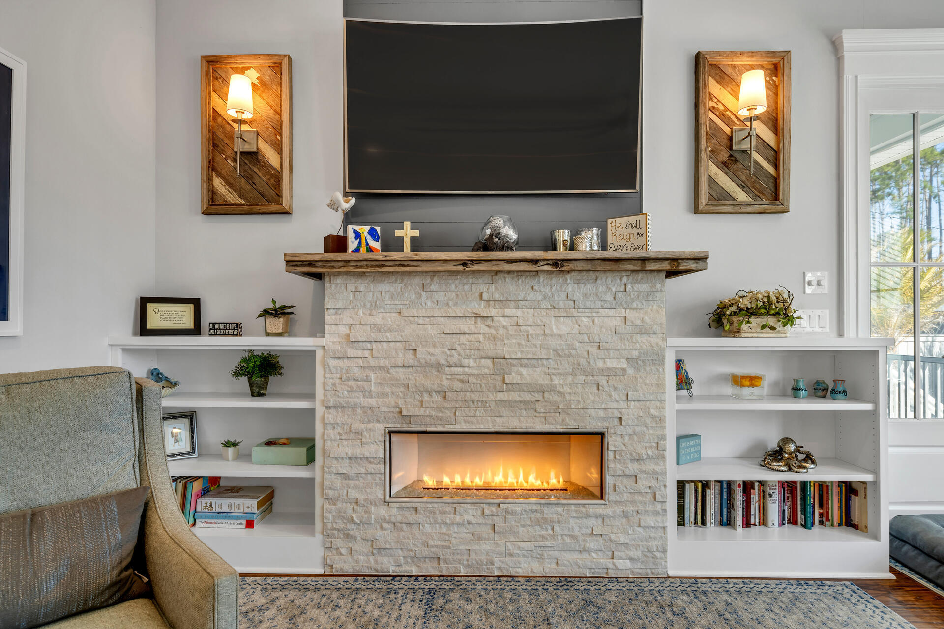 90 Delbert Lane Santa Rosa Beach, FL 32459 - Photo 36 of 47 a living room with furniture and a flat screen tv