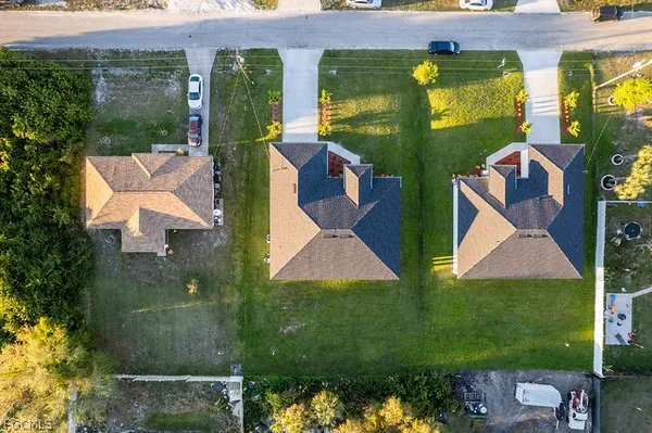 an aerial view of a house