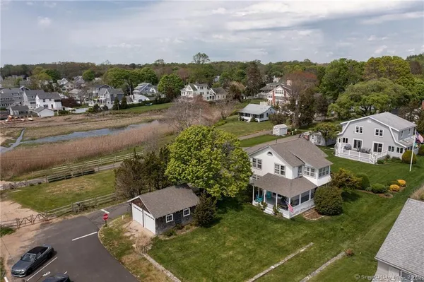 an aerial view of a house