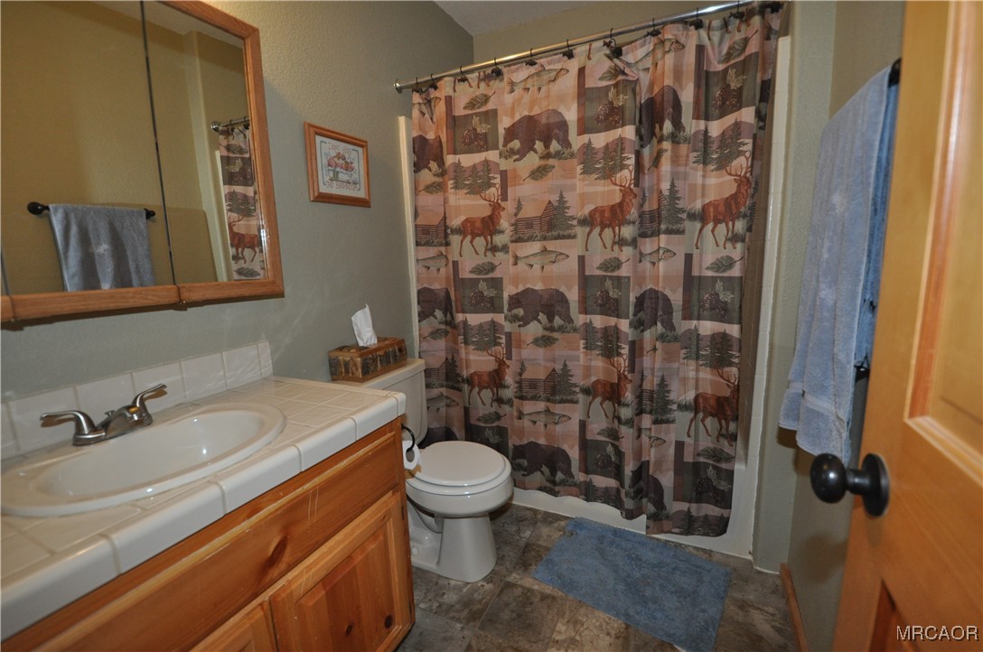 1419 Klamath Road Big Bear City, CA 92314 - Photo 19 of 31 a bathroom with a sink and a mirror