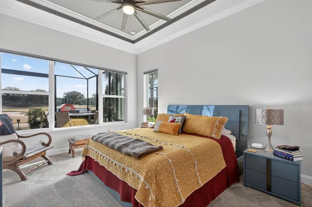 a view of outdoor space with signage and flags