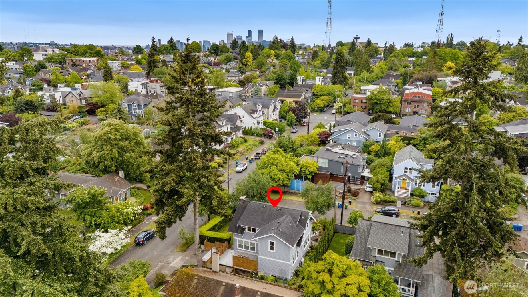 170 Lynn Street Seattle, WA 98109 - Photo 40 of 40 an aerial view of residential house with outdoor space and trees