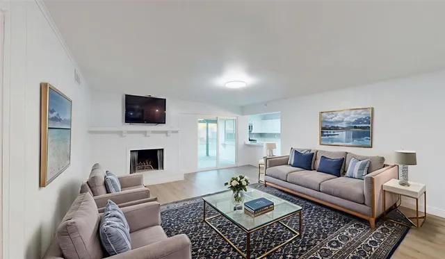 a living room with furniture or couch and a flat screen tv