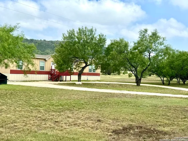 a view of a yard with trees