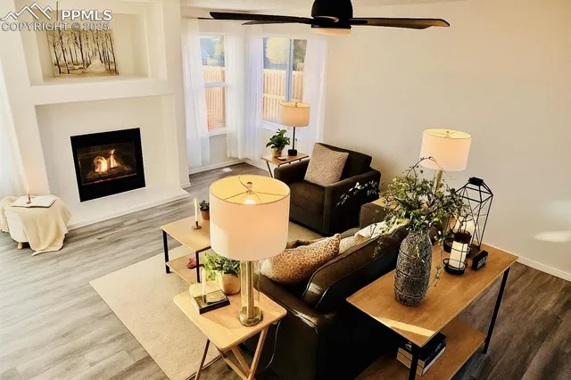 a living room with furniture