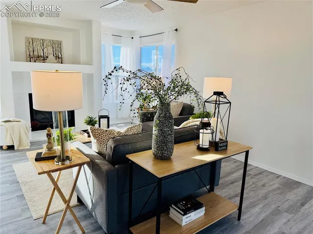 a living room with furniture