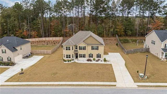 an aerial view of a house