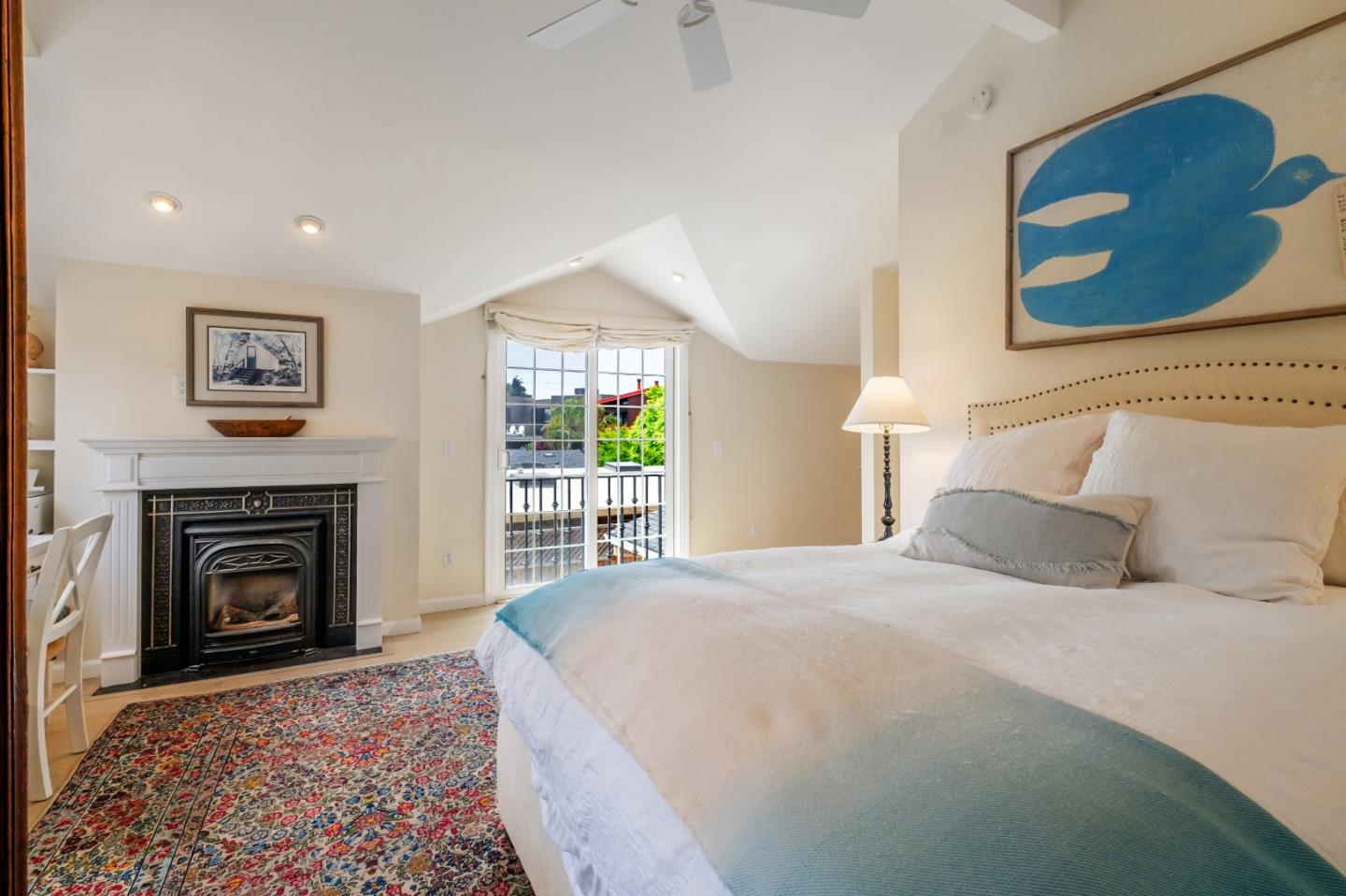 111 Farley Drive Aptos, CA 95003 - Photo 11 of 22 a bedroom with a bed and a fireplace