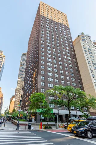 a view of a city with tall buildings