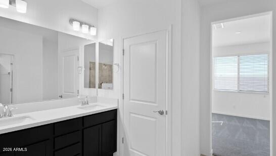 16340 South 182nd Drive Goodyear, AZ 85338 - Photo 17 of 38 a bathroom with double vanity sink and a mirror