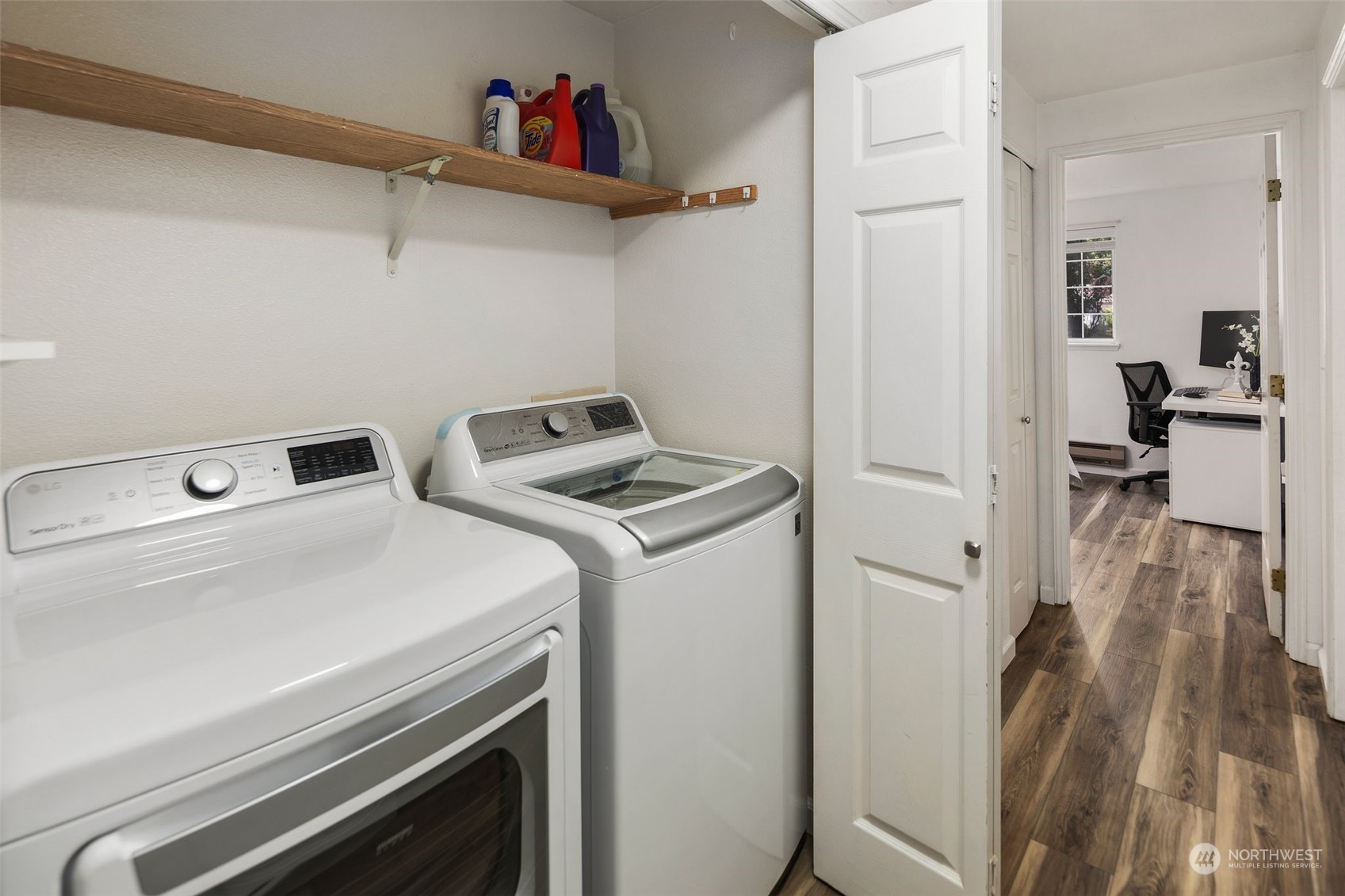 580 Front Street South, Unit C113 Issaquah, WA 98027 - Photo 26 of 31 a utility room with dryer washer and a view of living area