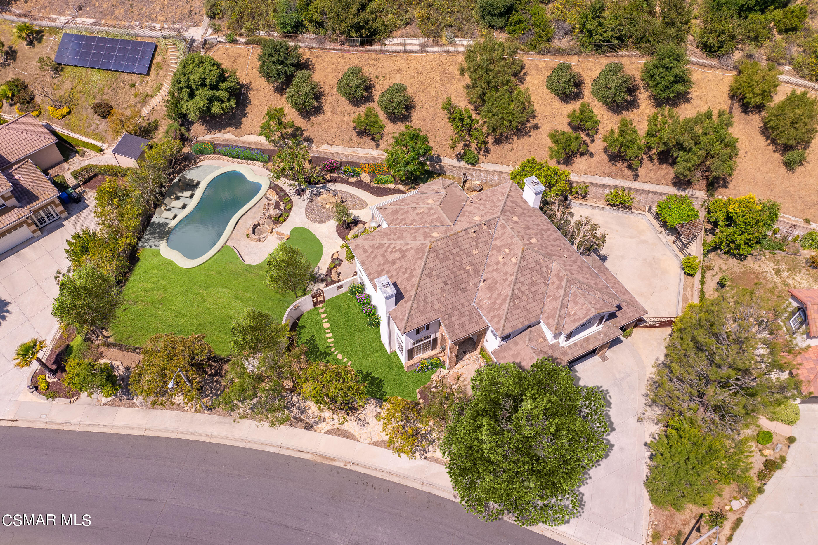 3877 Marks Road Agoura Hills, CA 91301 - Photo 4 of 53 an aerial view of residential house with yard and swimming pool