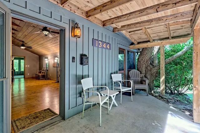 a view of an outdoor space with seating area