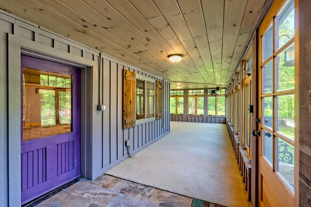 a view of a garden with a bench