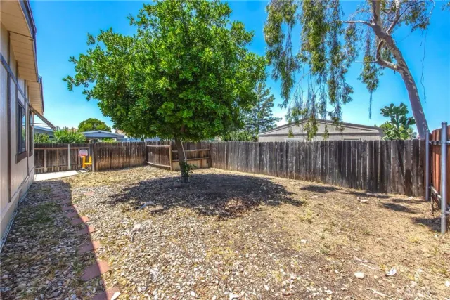 a backyard of a house with green landscape