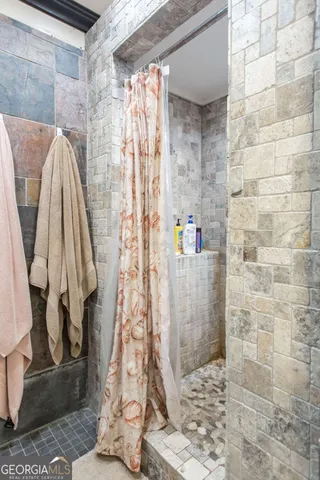 a bathroom with a shower