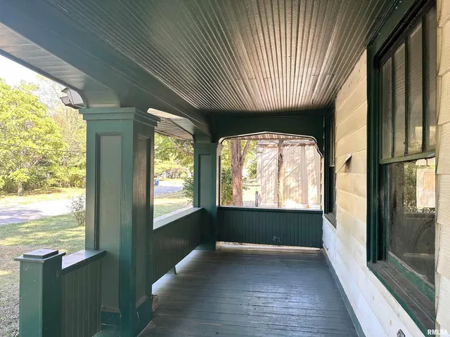 a living room with large window