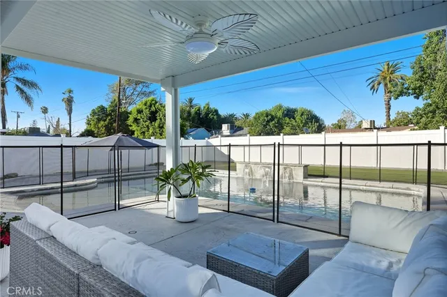 a view of a balcony with an outdoor space