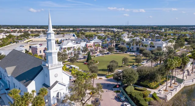 an aerial view of a city
