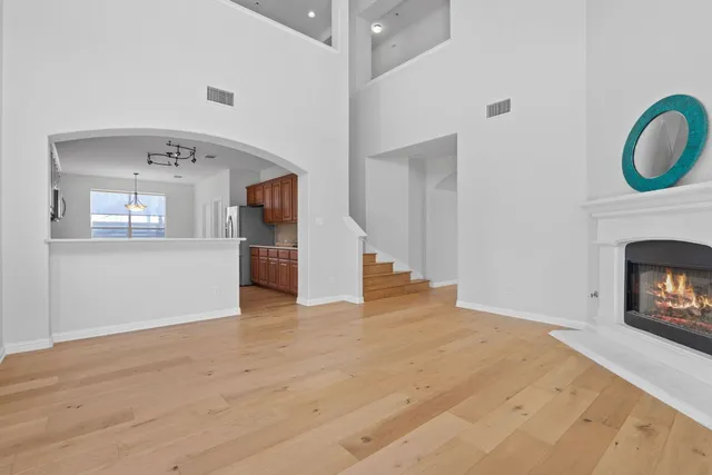 a view of a livingroom with a fireplace