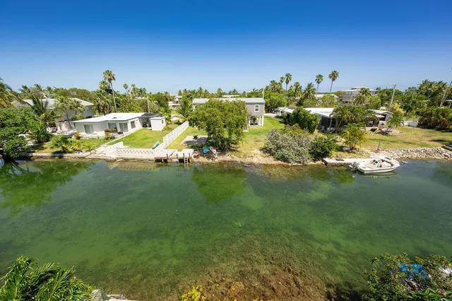 a view of a lake with houses