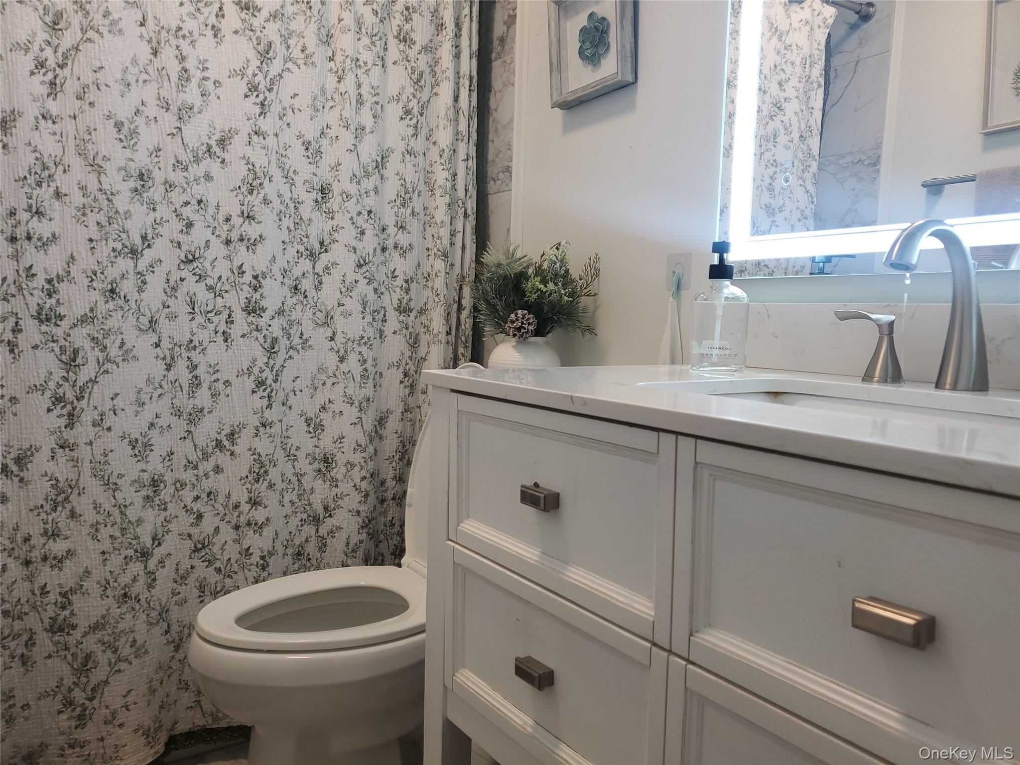 117 North Coleman Road Centereach, NY 11720 - Photo 10 of 29 a bathroom with a granite countertop toilet sink and mirror