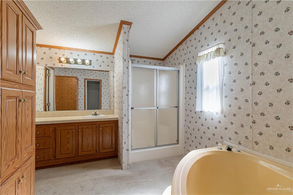 2004 Vernon Avenue Mission, TX 78572 - Photo 12 of 20 a spacious bathroom with a tub shower and mirror