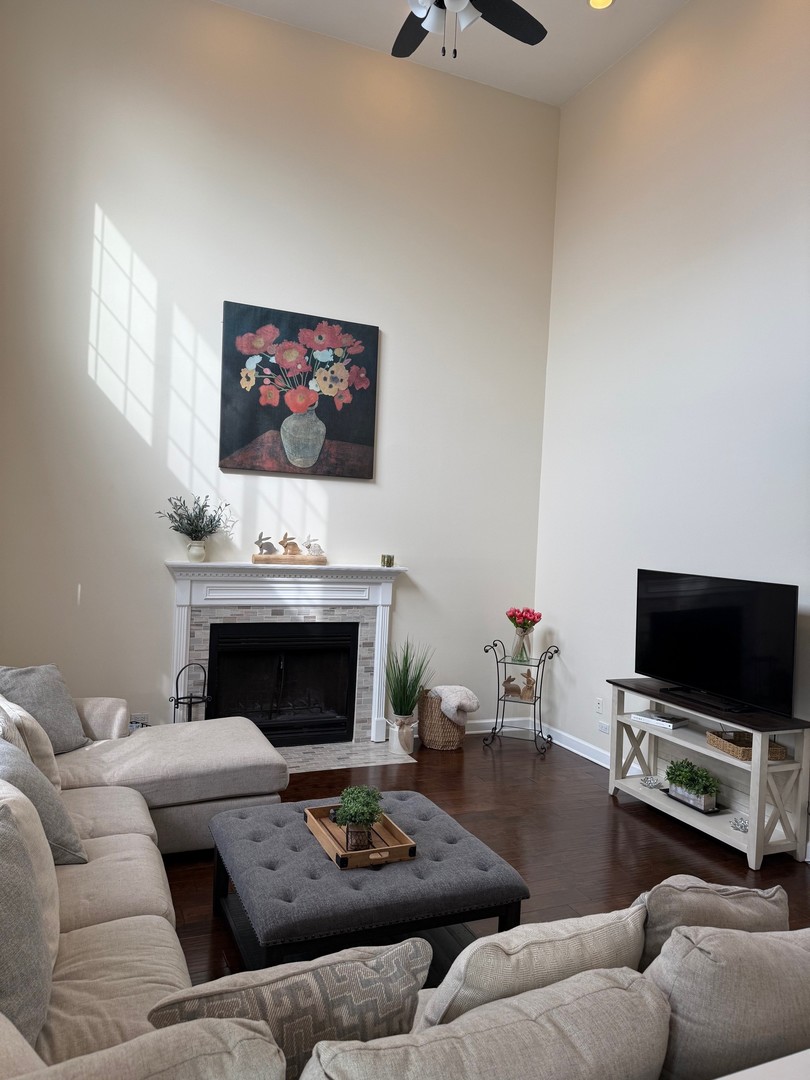 1785 Briggs Street Sycamore, IL 60178 - Photo 18 of 43 a living room with furniture a flat screen tv and a fireplace