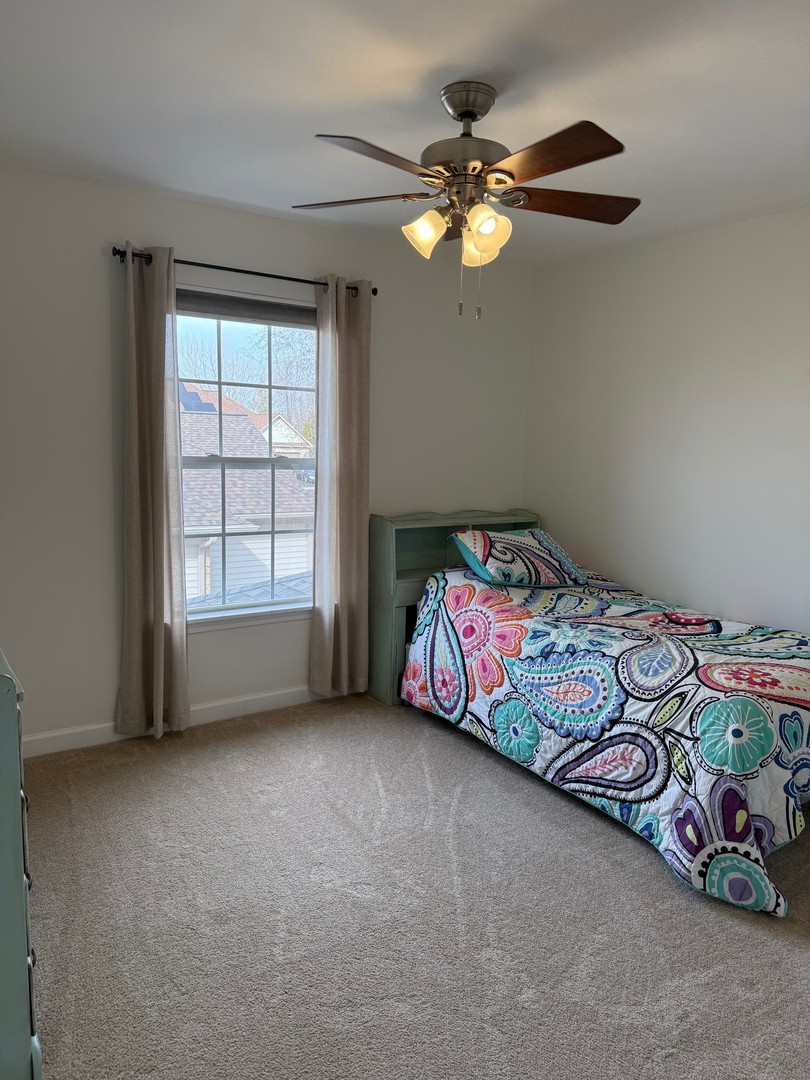 1785 Briggs Street Sycamore, IL 60178 - Photo 24 of 43 a bedroom with a bed and a chandelier fan