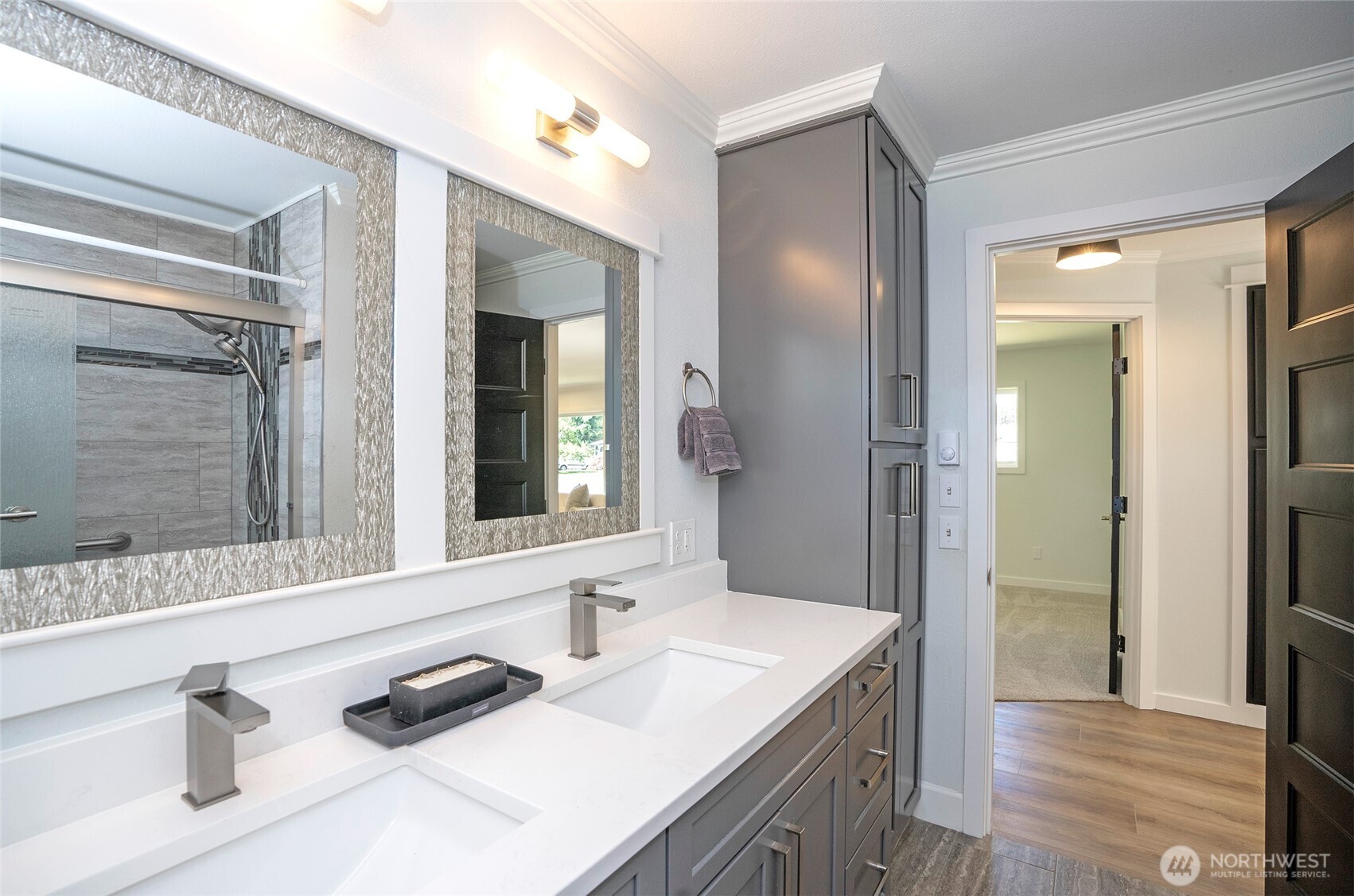15512 Elm Street East Sumner, WA 98390 - Photo 21 of 37 a bathroom with a sink and a mirror