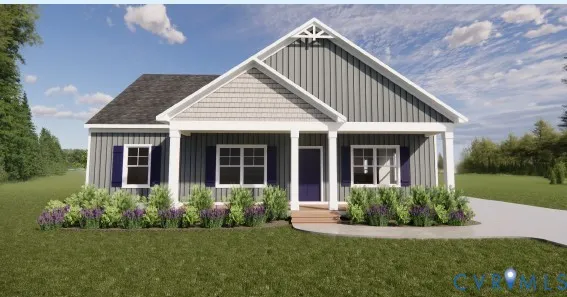 a view of a house with garden and yard