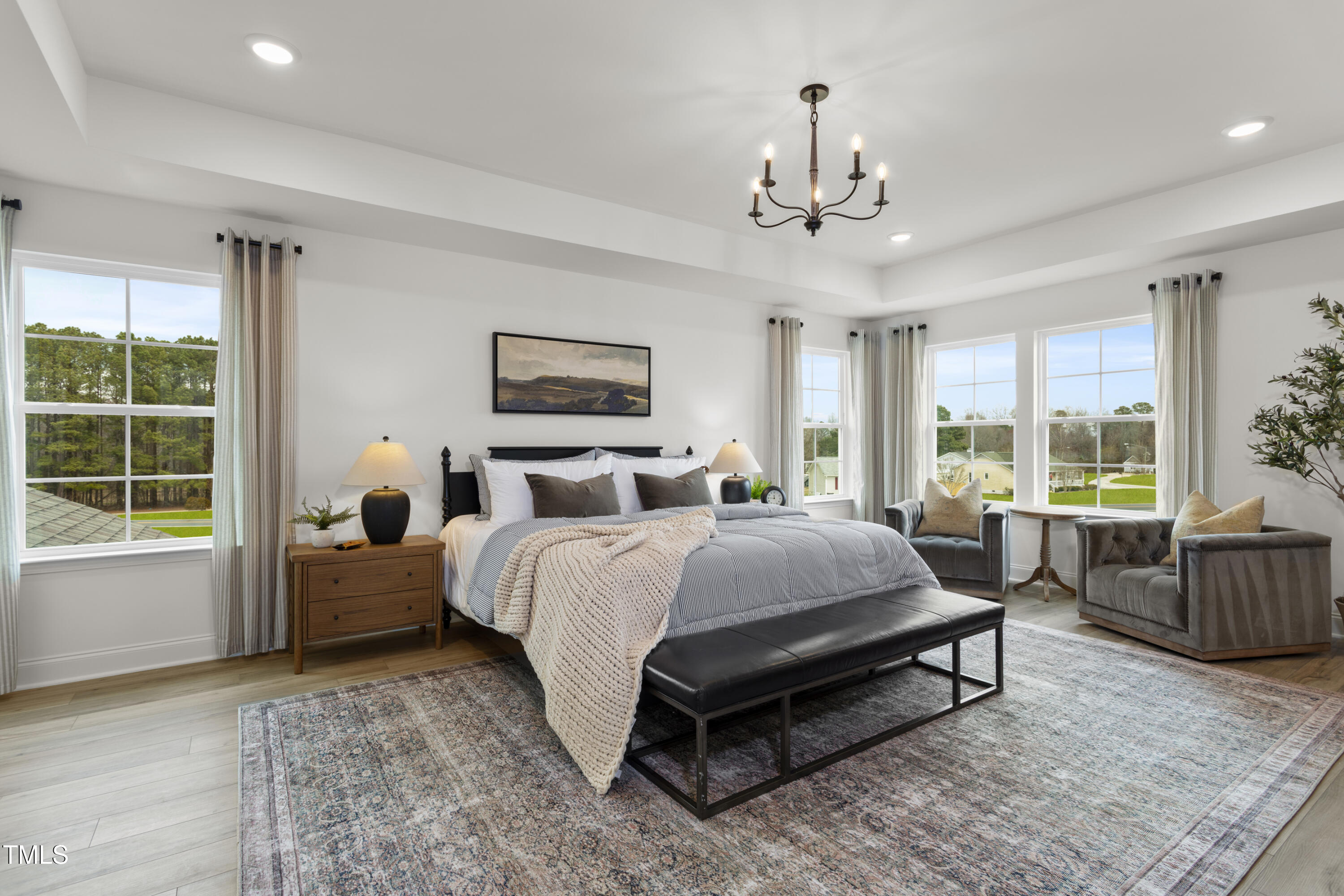 315 Adams Pointe Court Angier, NC 27501 - Photo 13 of 25 a spacious bedroom with a bed a couch and large window
