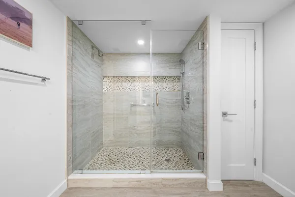 a bathroom with a shower
