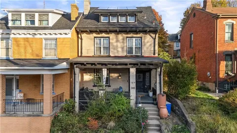 front view of a brick house